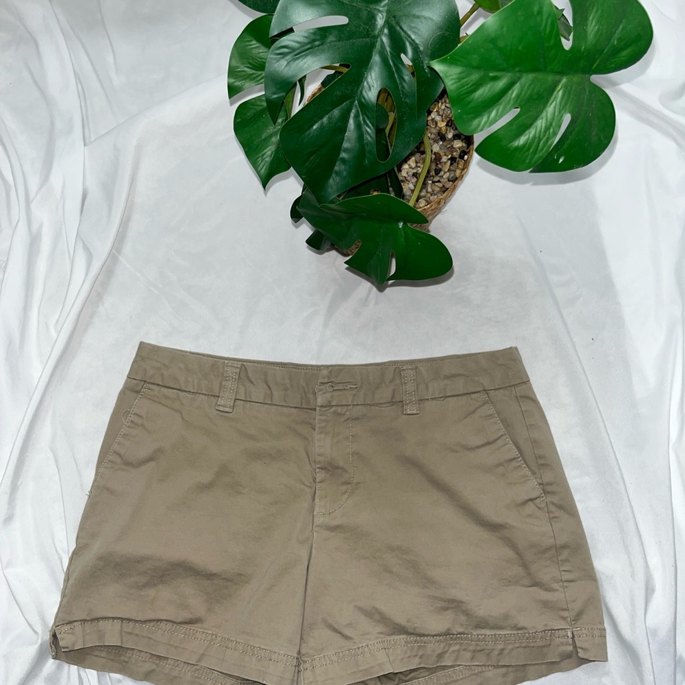 Khaki Cotton Bermuda Shorts with Relaxed Fit